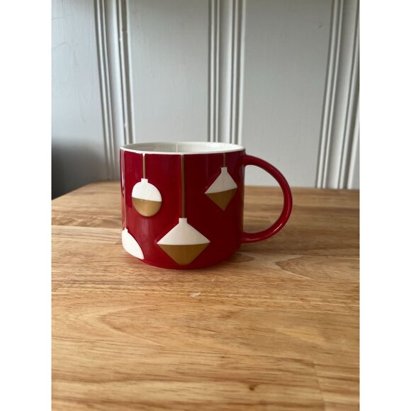 Starbucks 2012 Christmas Coffee Mug 14 Oz Red & Gold Festive Ornaments Design - Picture 2 of 7